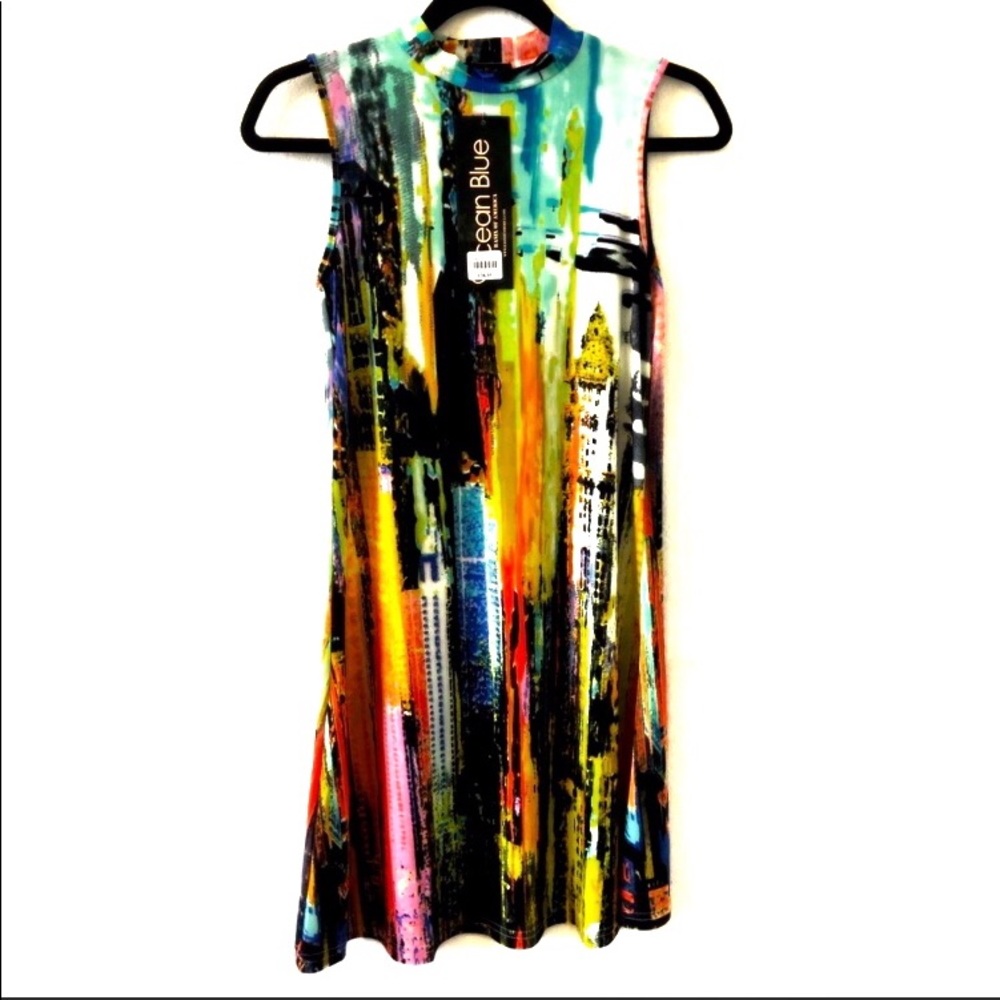 🆕OCEAN BLUE multicolor vertical print dress